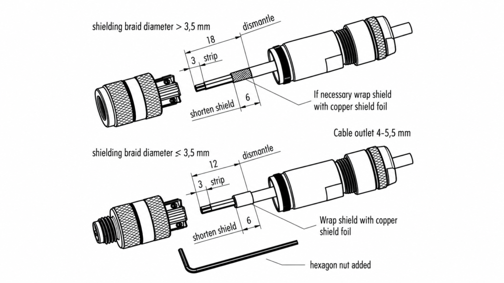 Circular Connector Cable Assembly Dimension Diagram