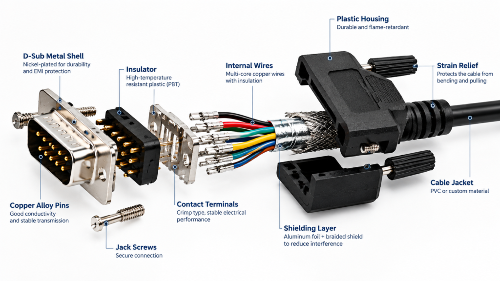 D-Sub Cable Connector Types and Wiring Configuration Diagram