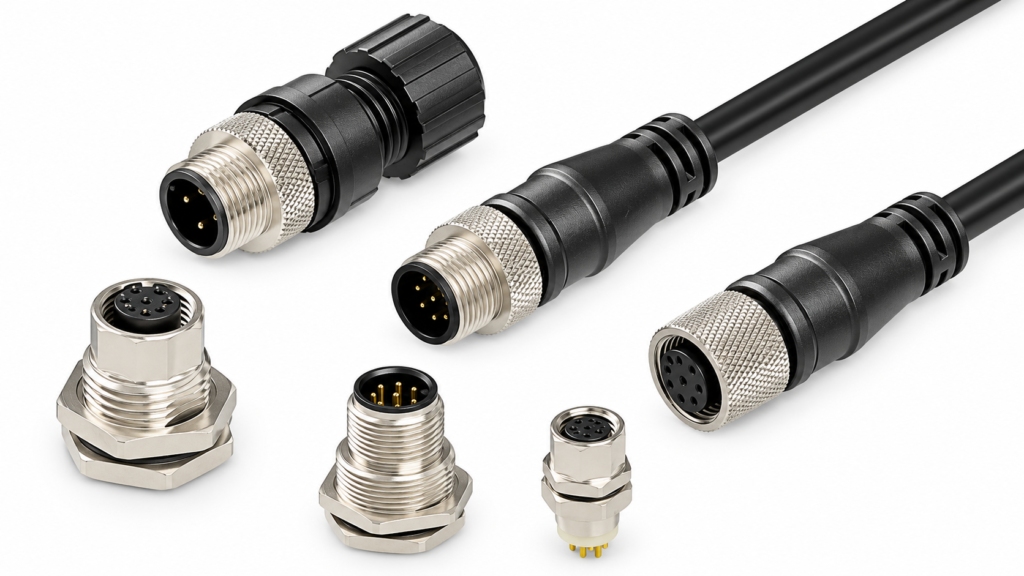 Industrial Circular Cable Connectors with Metal Threaded Housings