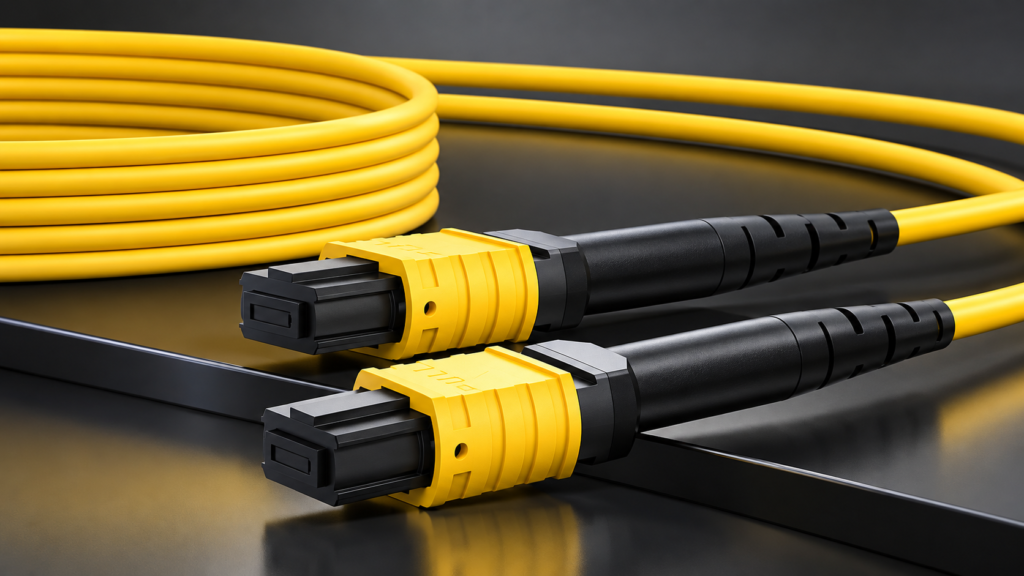 Yellow Fiber Optic Patch Cables with Black Connectors